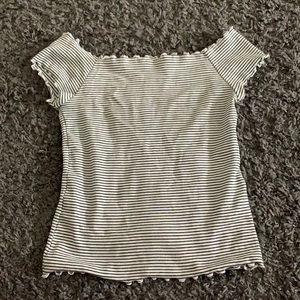 Striped off the shoulder short sleeve